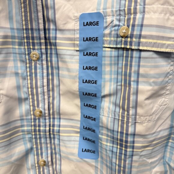 Eddie Bauer Short Sleeve Adventure Shirt Large Blue Plaid Quick Dry Lightweight - Picture 3 of 6